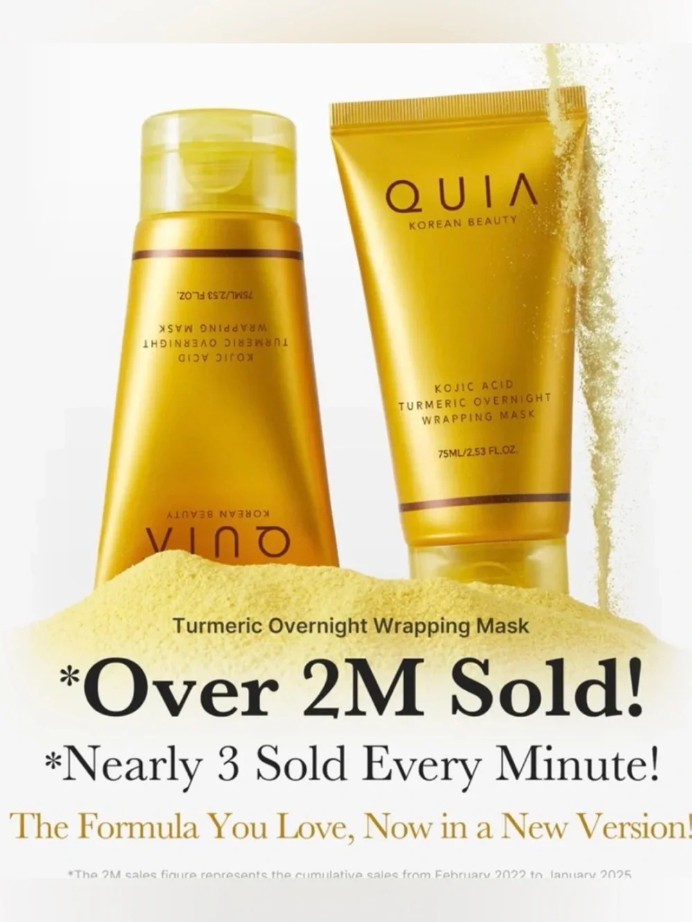 New 🆕 QUIA Korean Beauty Kojic Acid Turmeric Overnight Mask - Gold